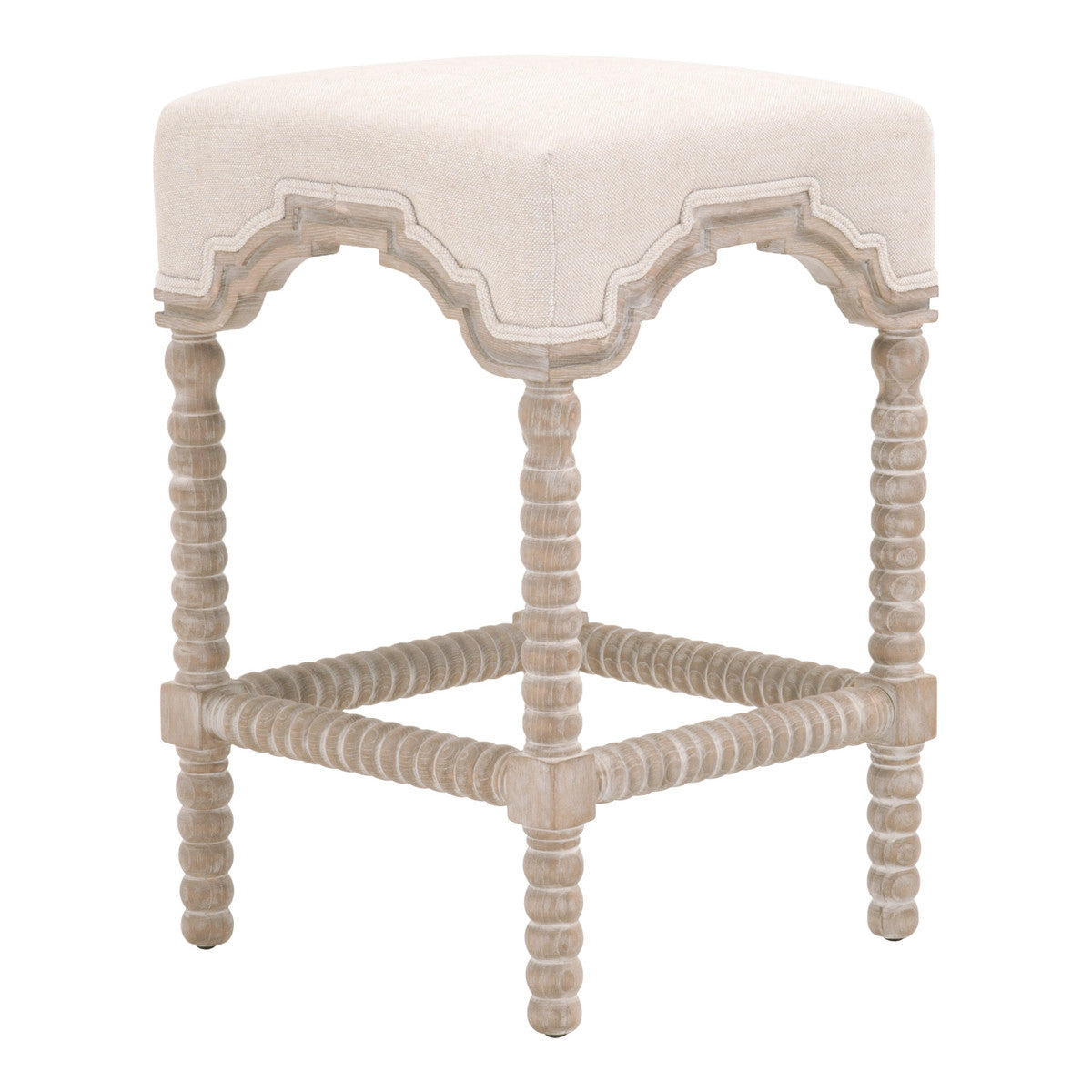 Rue Counter Stool in Performance Bisque French Linen, Natural Gray Ash from Essentials For Living - Luna Furniture