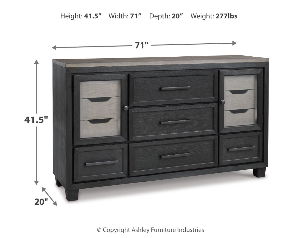 Foyland King Panel Storage Bed with Dresser in Black/Brown from Ashley - Luna Furniture