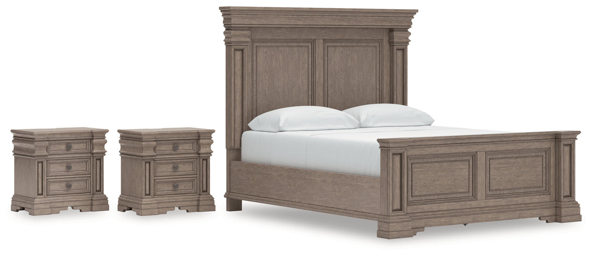 Blairhurst Light Grayish Brown California King Panel Bed with 2 Nightstands from Ashley - Luna Furniture