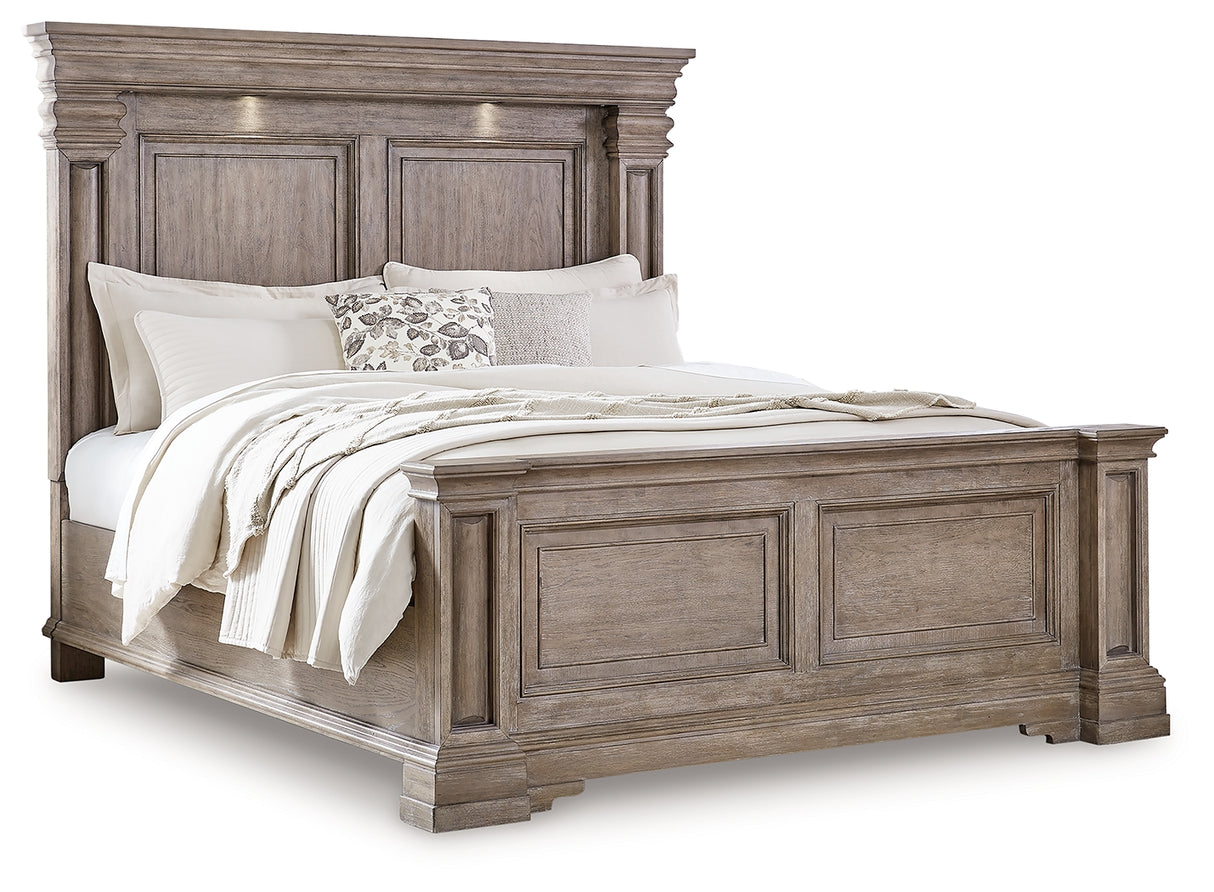 Blairhurst Light Grayish Brown Queen Panel Bed with Mirrored Dresser and 2 Nightstands from Ashley - Luna Furniture