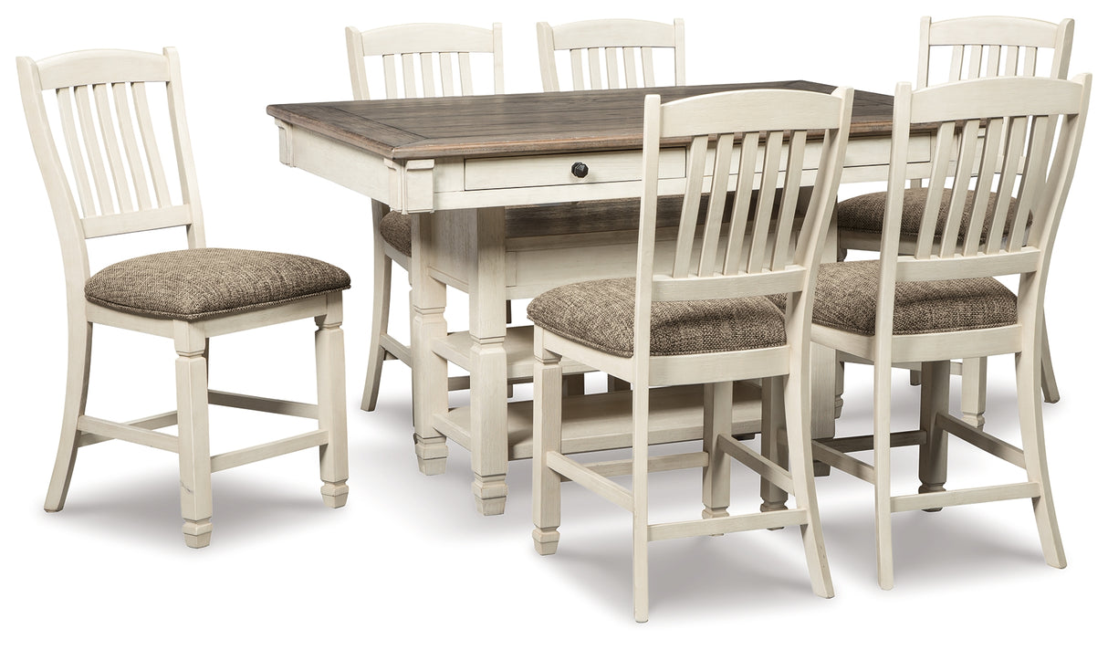 Bolanburg Counter Height Dining Table and 6 Barstools in Two-tone from Ashley - Luna Furniture