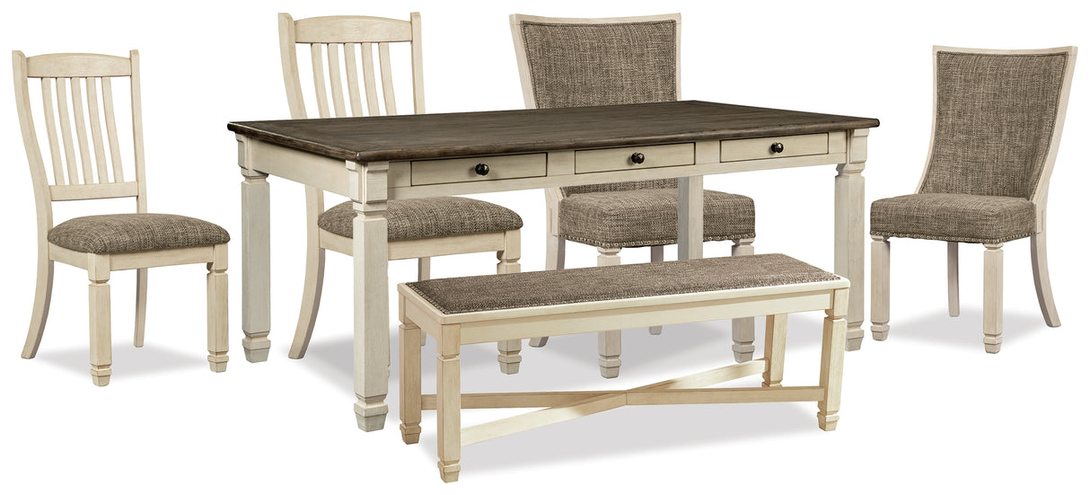 Bolanburg Dining Table and 4 Chairs and Bench in Two-tone from Ashley Furniture - Luna Furniture