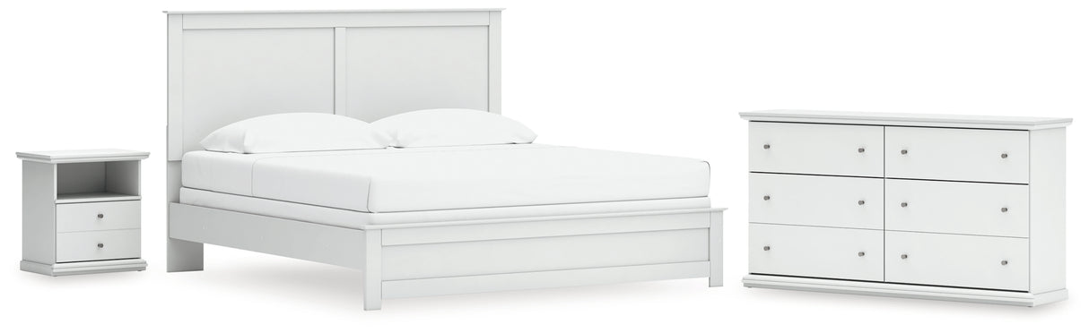 Bostwick Shoals King Panel Bed with Dresser and Nightstand in White from Ashley - Luna Furniture
