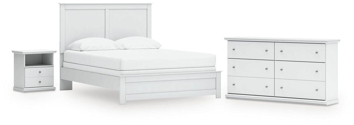Bostwick Shoals Queen Panel Bed with Dresser and Nightstand in White from Ashley - Luna Furniture