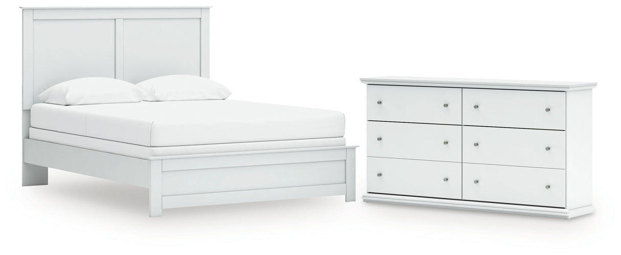 Bostwick Shoals Queen Panel Bed with Dresser in White from Ashley - Luna Furniture