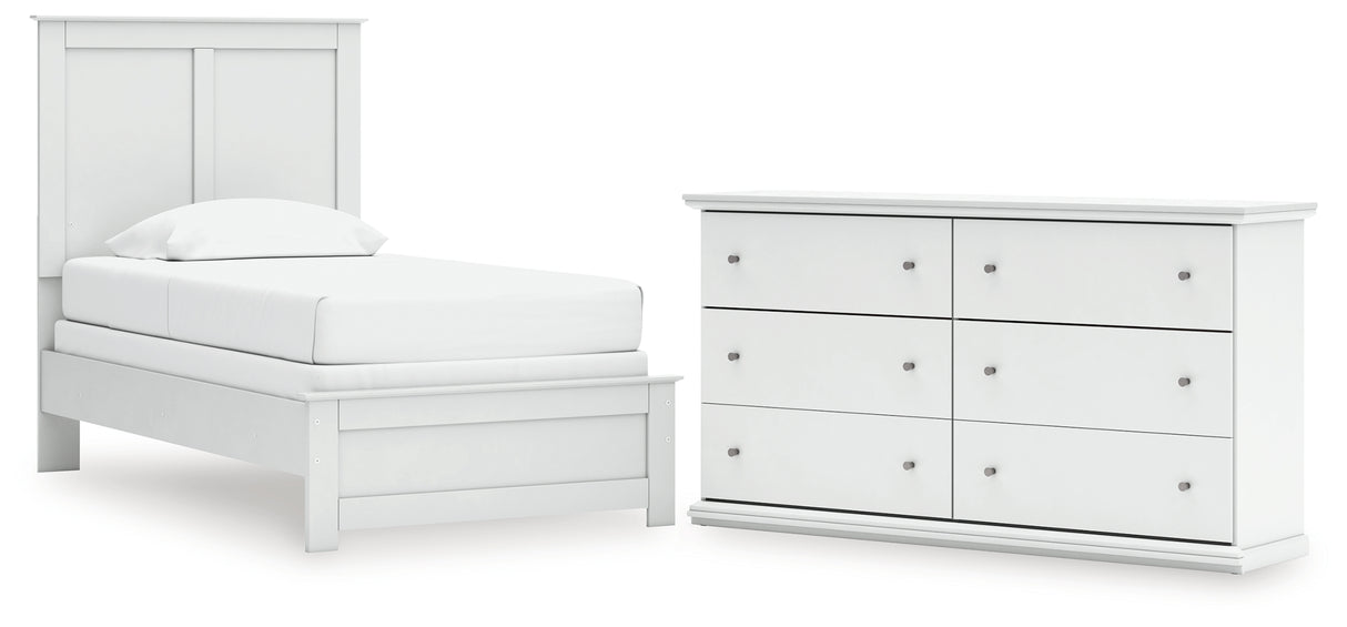 Bostwick Shoals Twin Panel Bed with Dresser in White from Ashley - Luna Furniture
