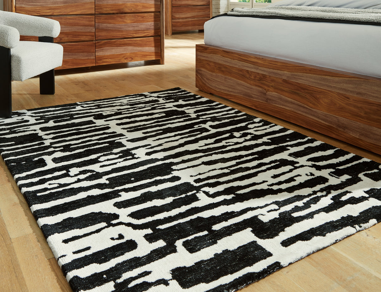 Bramshaw Black/Ivory Medium Rug from Ashley - Luna Furniture