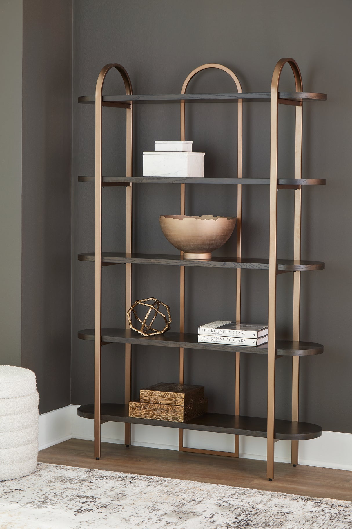 Brentmour Brown/Gold Finish Bookcase from Ashley - Luna Furniture