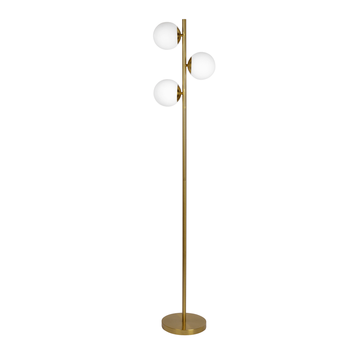 Brilliance Modern Gold Brush Floor Lamp, Opal Glass Shades and Round Metal Base from Midinmod - Luna Furniture