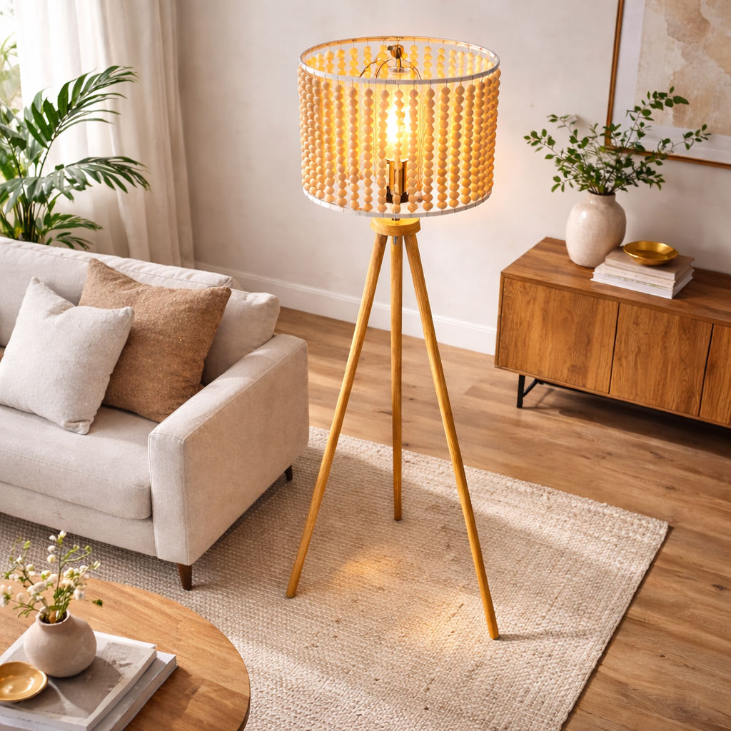 Brillo Three Legged Floor Lamp Natural from Ashcroft Furniture - Luna Furniture