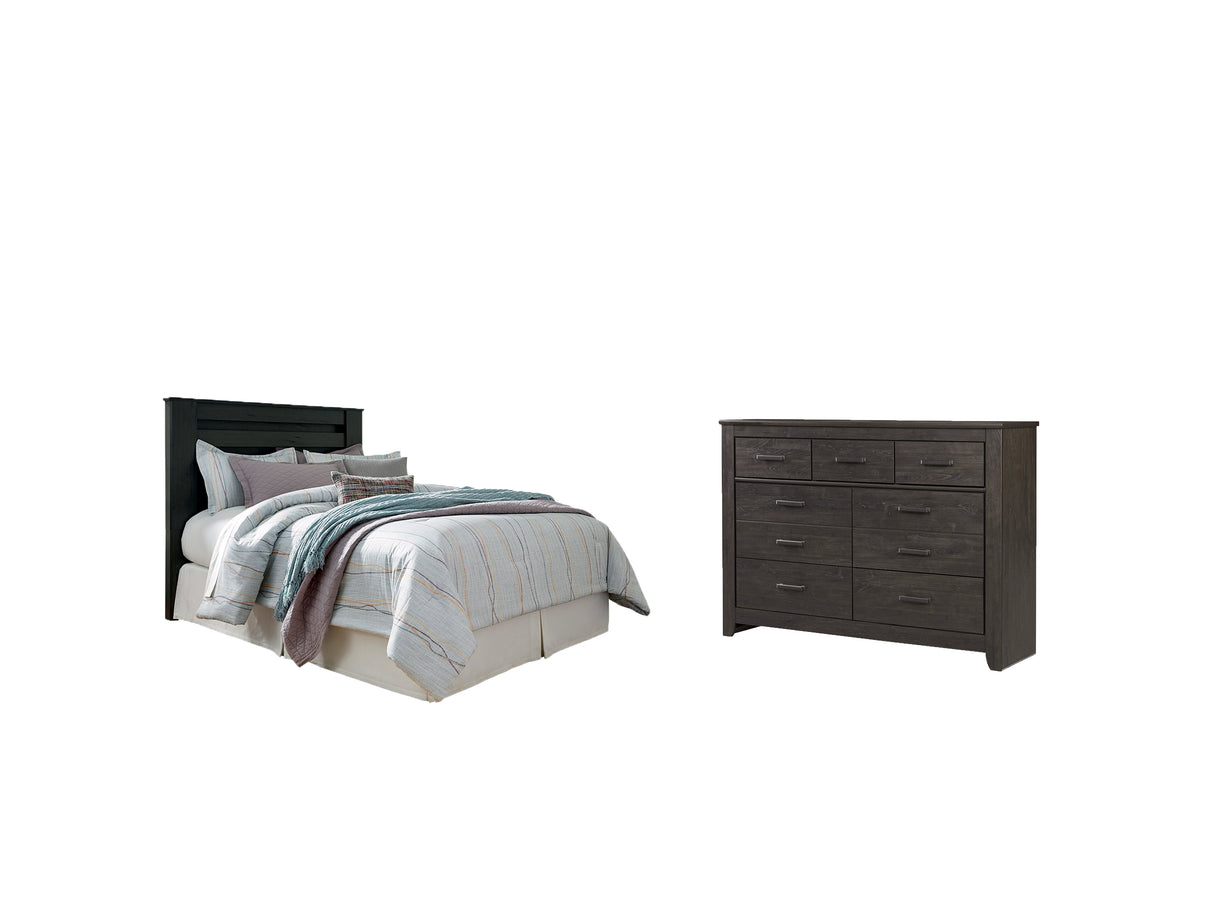 Brinxton King/California King Panel Headboard Bed with Dresser in Charcoal from Ashley - Luna Furniture