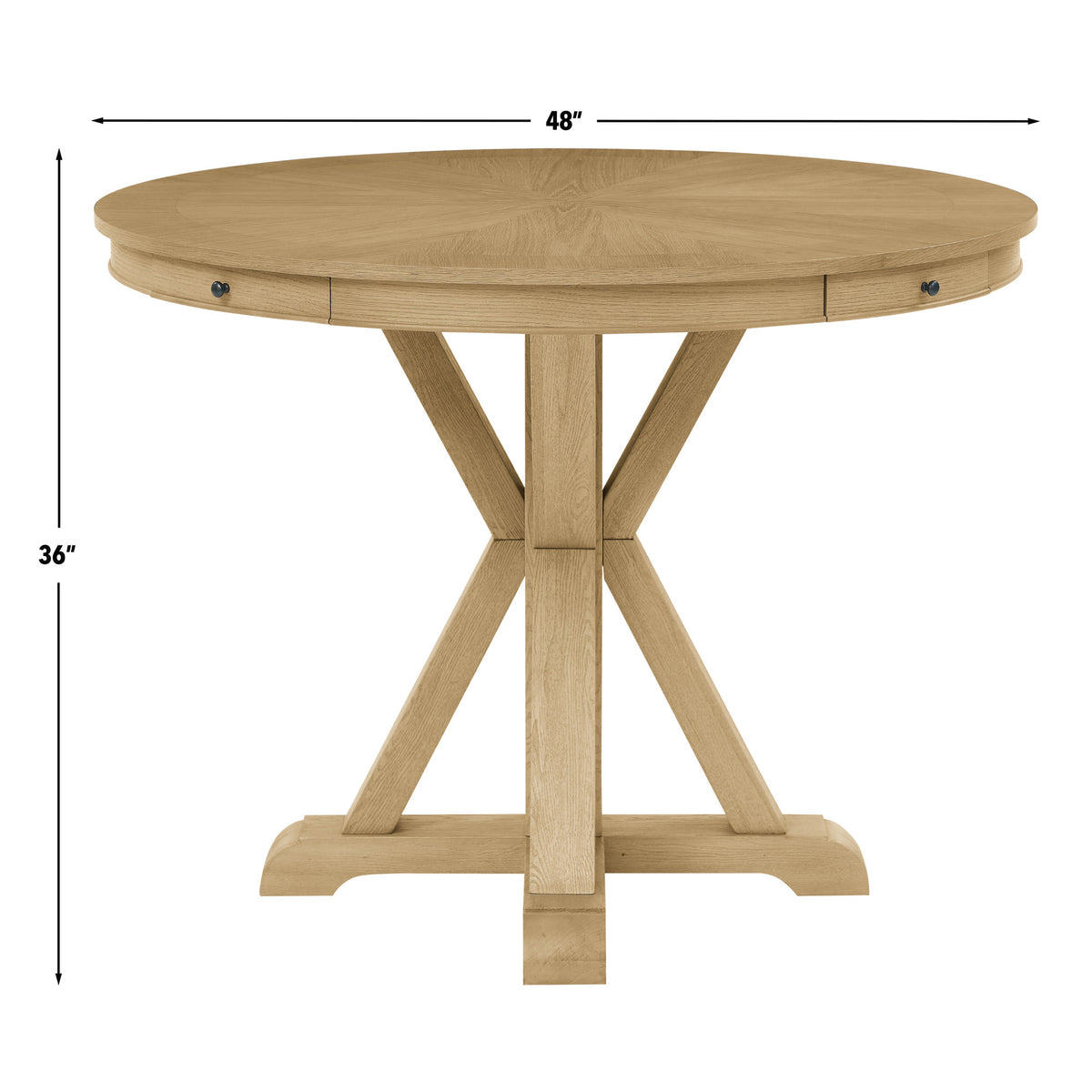 Rylie Natural 48" Round Counter Dining Table with 4 Drawers from Steve Silver - Luna Furniture