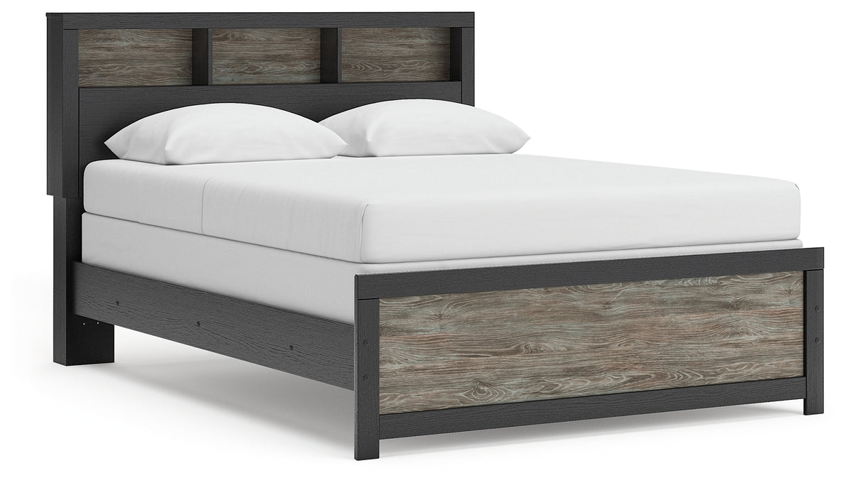 Broachmyn Black/Gray Queen Bookcase Panel Bed from Ashley - Luna Furniture