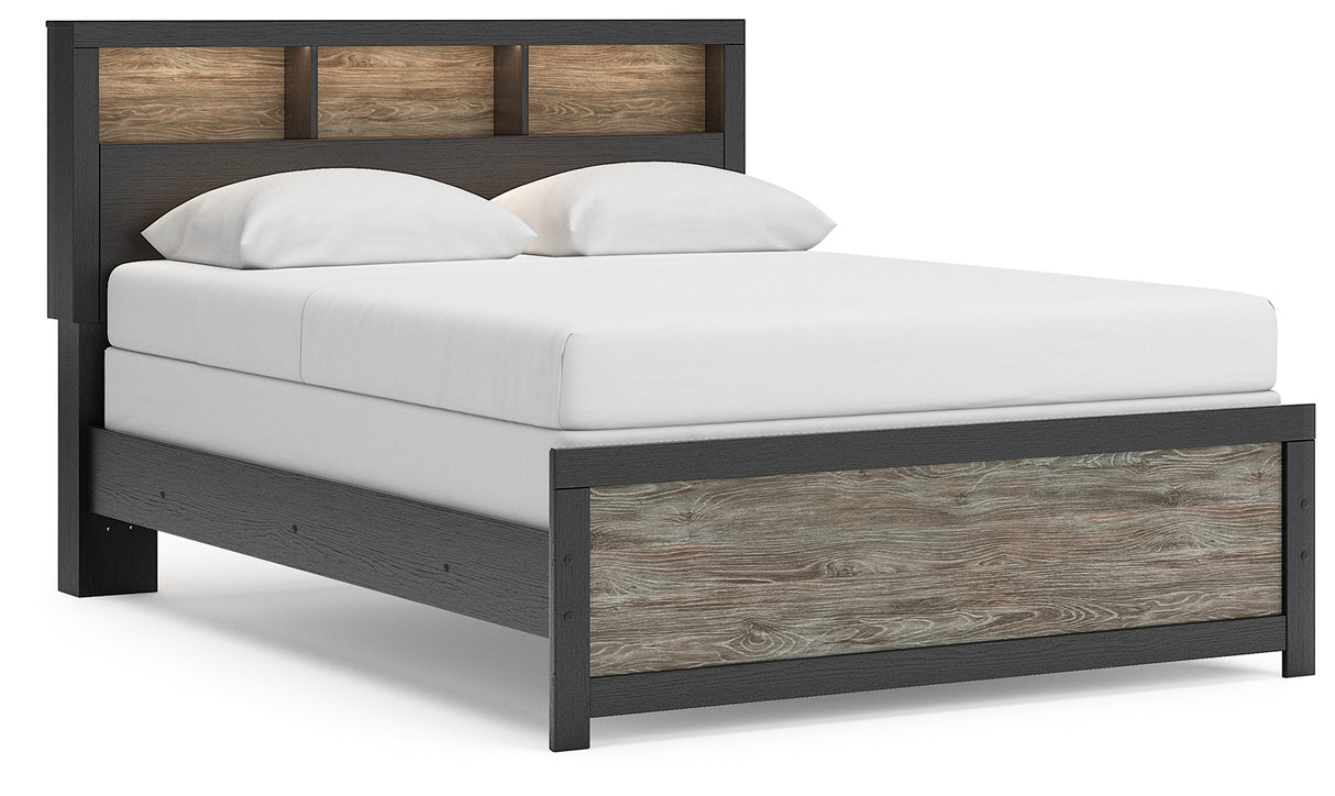 Broachmyn Black/Gray Queen Bookcase Panel Bed from Ashley - Luna Furniture