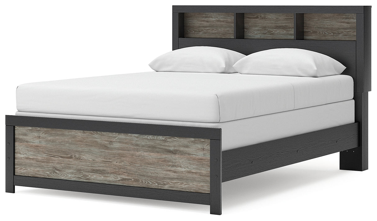 Broachmyn Black/Gray Queen Bookcase Panel Bed from Ashley - Luna Furniture