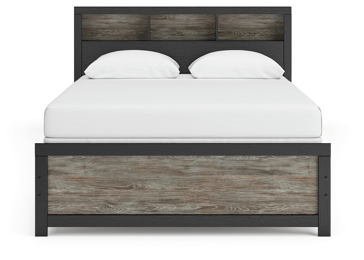 Broachmyn Black/Gray Queen Bookcase Panel Bed from Ashley - Luna Furniture