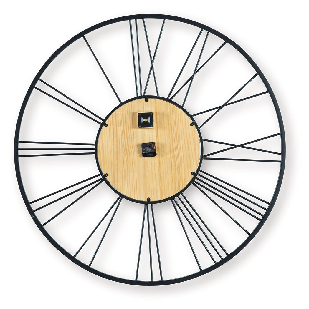 Brockett Black/Natural Wall Clock from Ashley Furniture - Luna Furniture