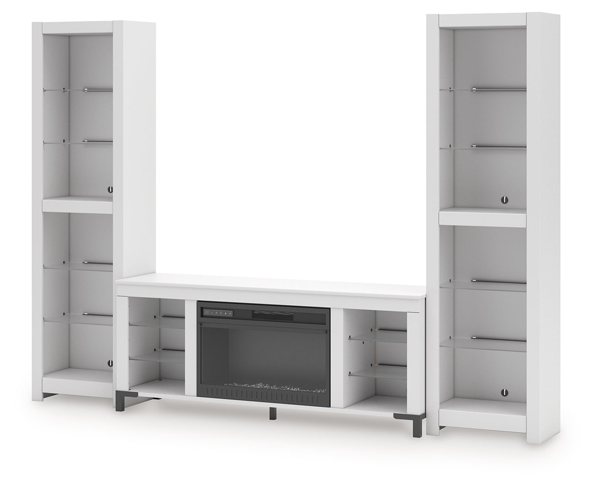 Brollevi White 3-Piece Entertainment Center from Ashley Furniture - Luna Furniture