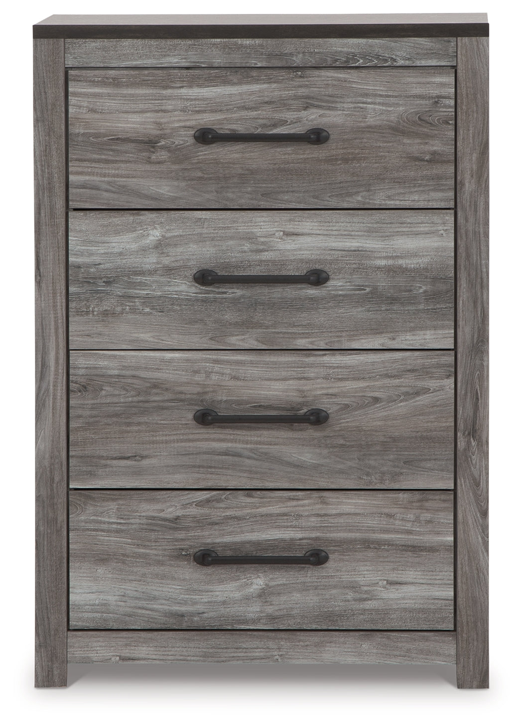 Bronyan King Panel Bed with Mirrored Dresser and Chest in Dark Gray from Ashley - Luna Furniture