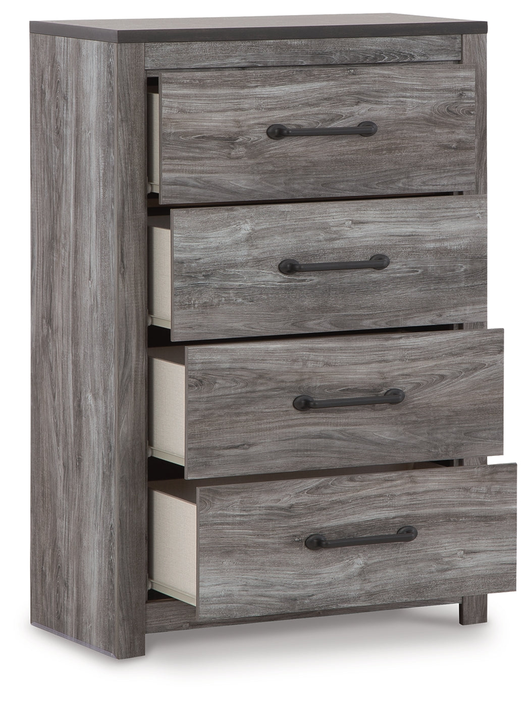 Bronyan King Panel Bed with Mirrored Dresser, Chest and 2 Nightstands in Dark Gray from Ashley - Luna Furniture
