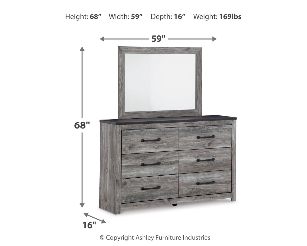 Bronyan Queen Panel Bed with Mirrored Dresser and Chest in Dark Gray from Ashley - Luna Furniture