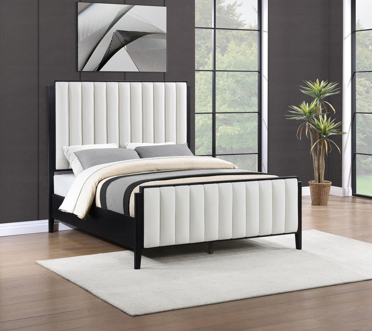 Brookmead Black 60-inch Upholstered California King Bed from Coaster - Luna Furniture