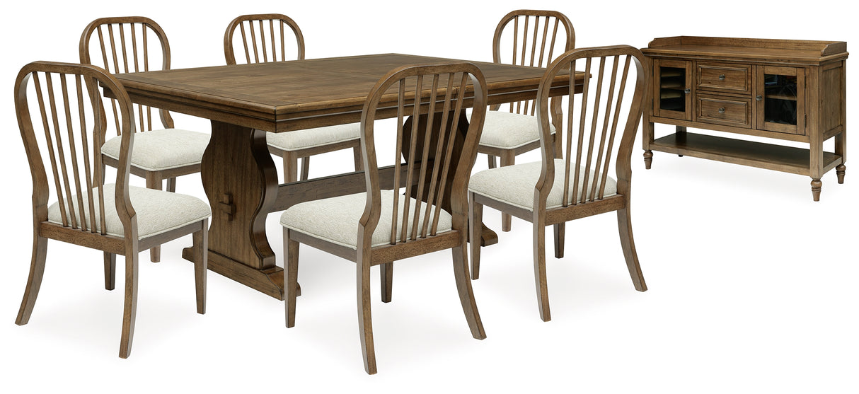 Sturlayne Dining Table and 6 Chairs with Storage in Brown from Ashley - Luna Furniture