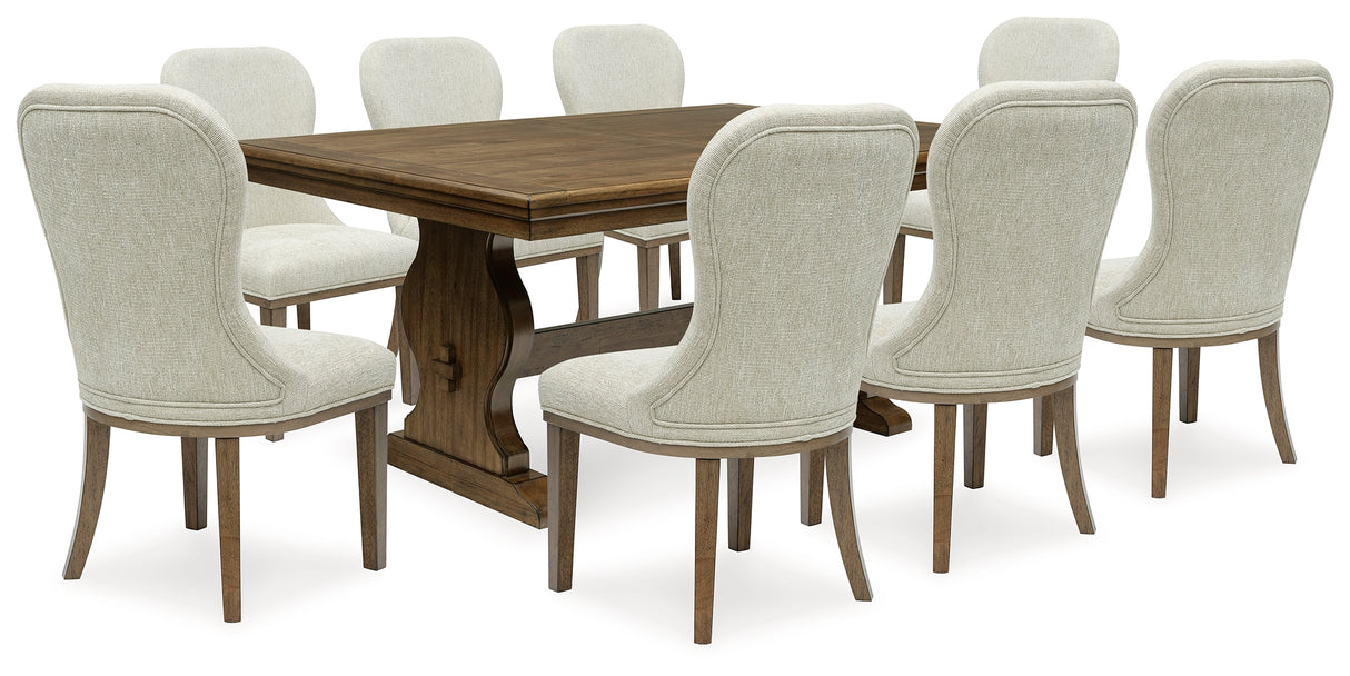 Sturlayne Dining Table and 8 Chairs with Storage in Brown from Ashley - Luna Furniture