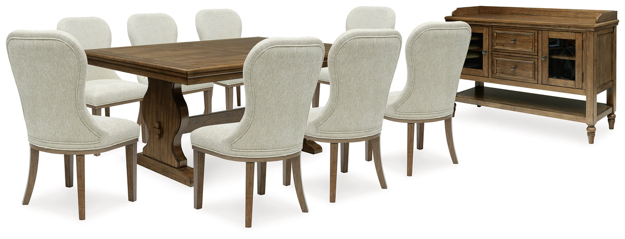 Sturlayne Dining Table and 8 Chairs with Storage in Brown from Ashley - Luna Furniture