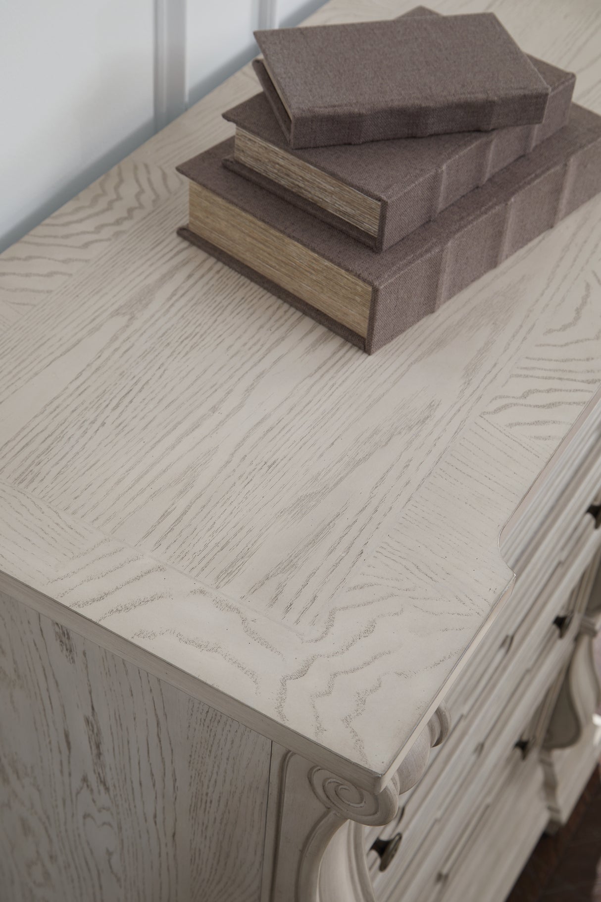 Bruchandi King Upholstered Panel Bed with Dresser and Chest in Antique White from Ashley Furniture - Luna Furniture