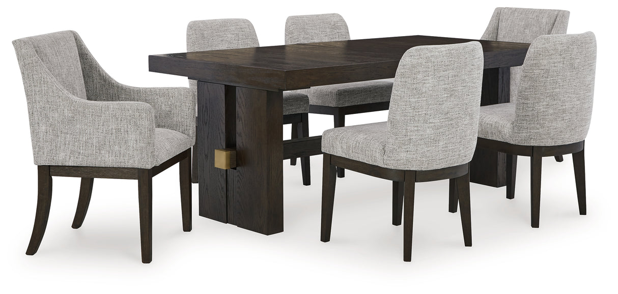 Burkhaus Dark Brown Dining Table and 6 Chairs from Ashley Furniture - Luna Furniture
