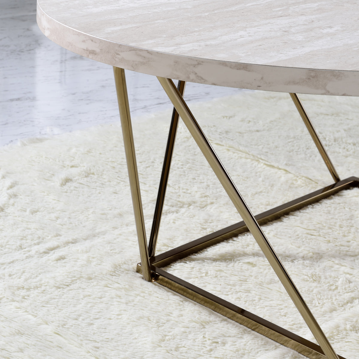 Rowyn Copper Metal Base Faux Marble Top Cocktail Table from Steve Silver - Luna Furniture