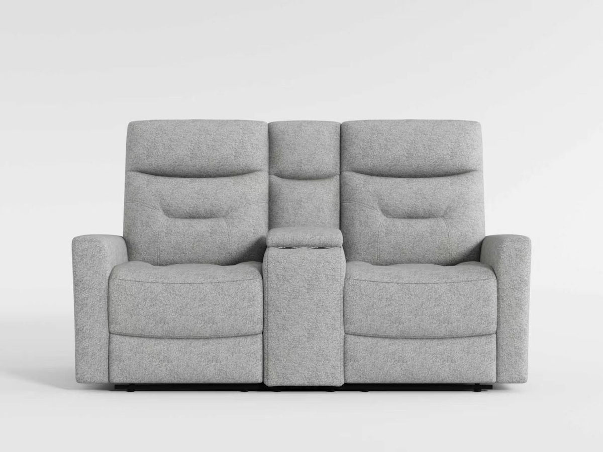 Lyndon Gray Double Reclining Loveseat with Center Console from Homelegance - Luna Furniture