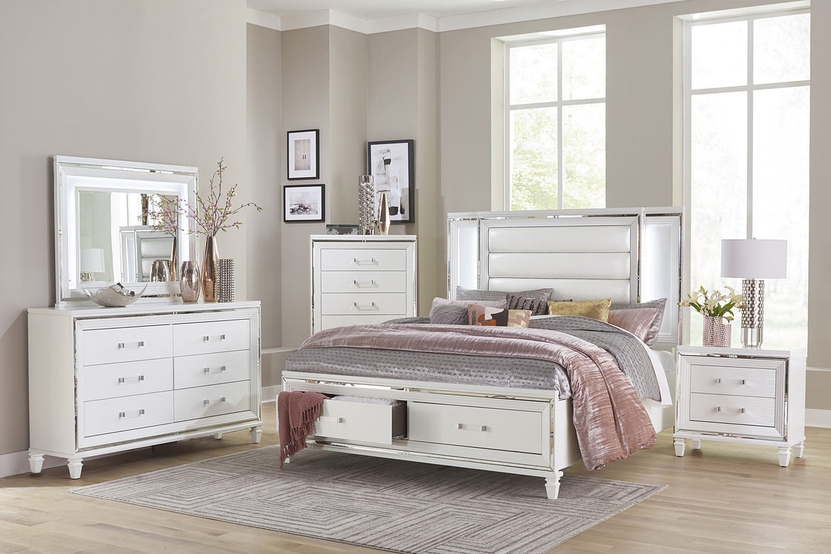 Tamsin White California King LED Upholstered Storage Platform Bed from Homelegance - Luna Furniture