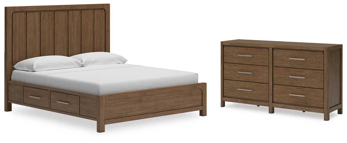 Cabalynn California King Panel Bed with Dresser in Light Brown from Ashley - Luna Furniture