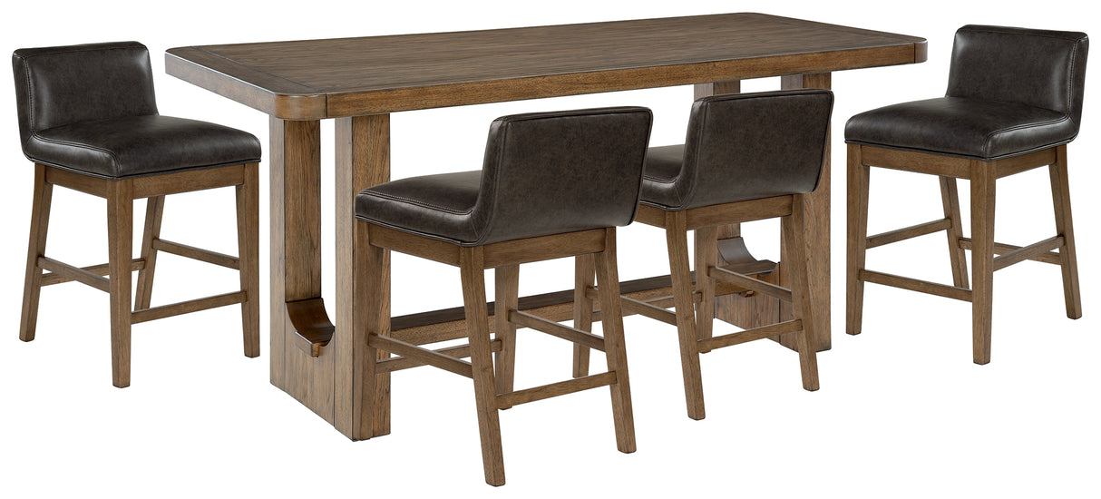 Cabalynn Counter Height Dining Table and 4 Barstools in Light Brown from Ashley - Luna Furniture