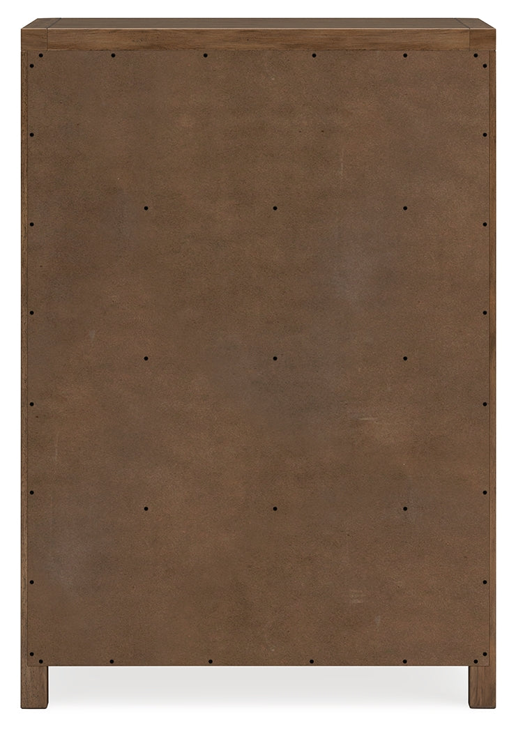 Cabalynn King Panel Bed with Storage with Mirrored Dresser, Chest and 2 Nightstands in Light Brown from Ashley - Luna Furniture