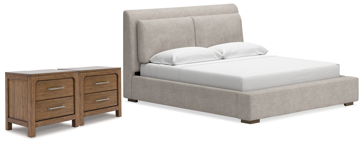 Cabalynn King Upholstered Bed and 2 Nightstands from Ashley - Luna Furniture