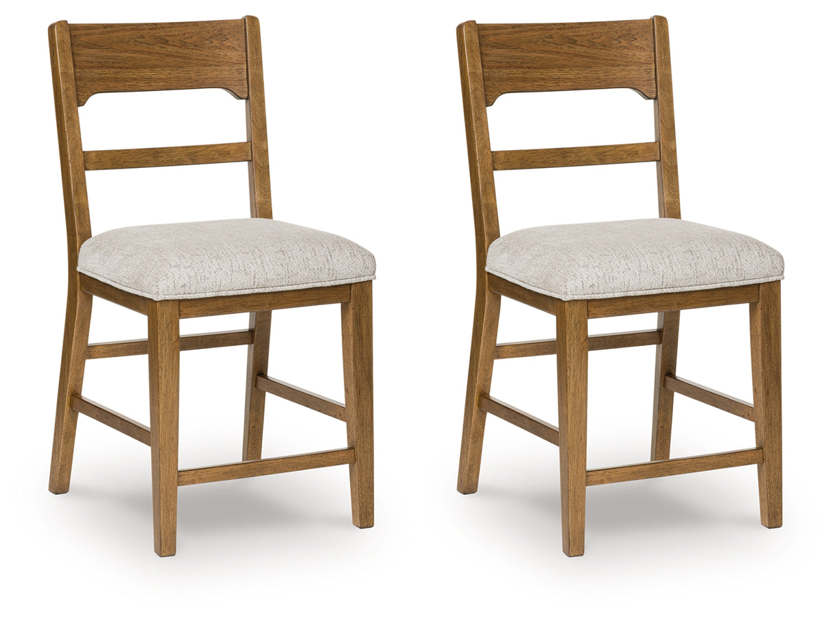 Cabalynn Oatmeal/Light Brown Counter Height Barstool, Set of 2 from Ashley - Luna Furniture