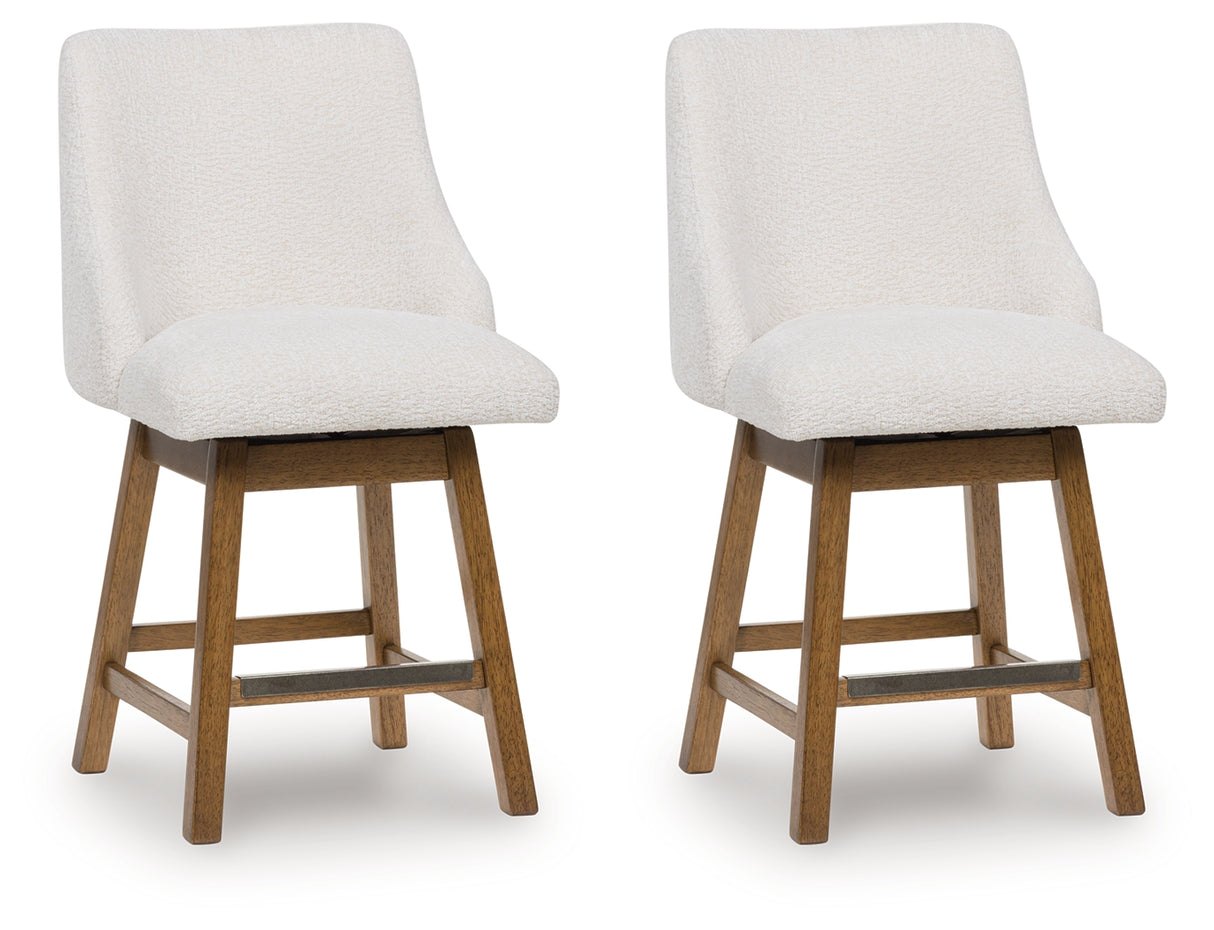 Cabalynn Oatmeal/Light Brown Counter Height Barstool, Set of 2 from Ashley - Luna Furniture