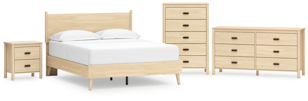 Cabinella Queen Platform Panel Bed with Dresser, Chest and Nightstand in Tan from Ashley - Luna Furniture