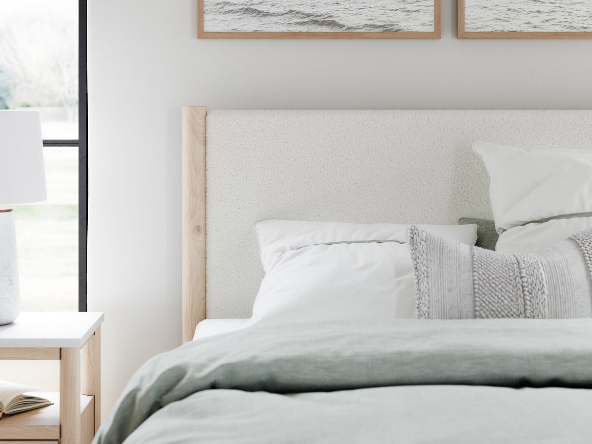 Cadmori Queen Upholstered Panel Bed with Dresser and 2 Nightstands in Two-tone from Ashley - Luna Furniture