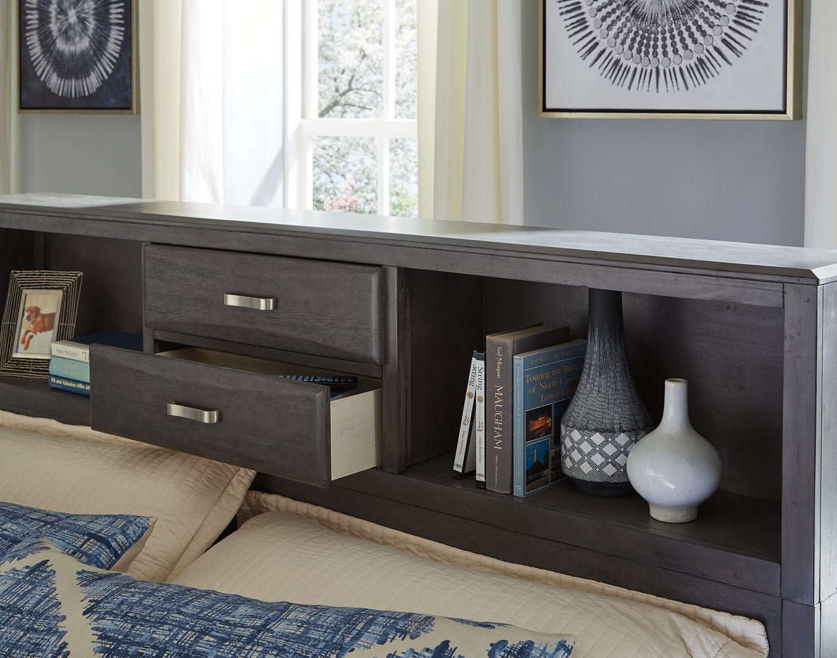Caitbrook Gray King Storage Bed, Chest and 2 Nightstands from Ashley - Luna Furniture