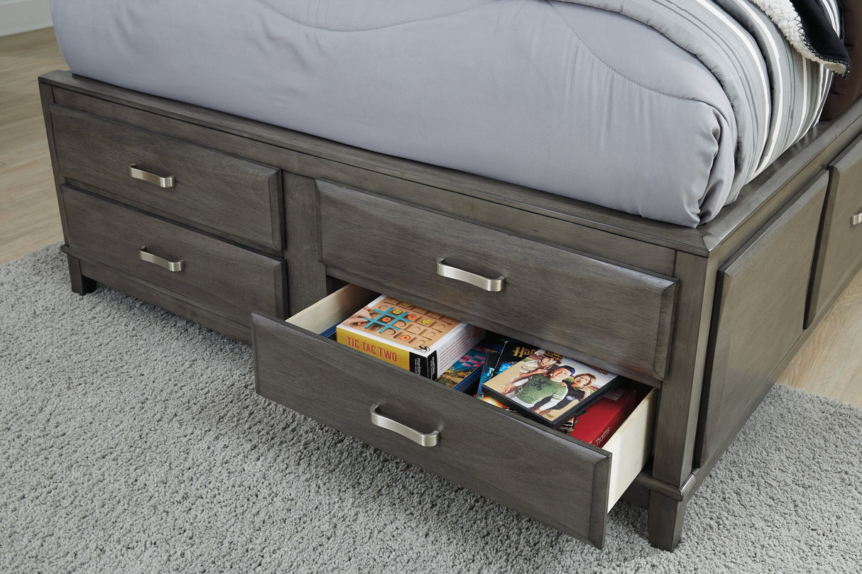 Caitbrook Gray King Storage Bed, Chest and 2 Nightstands from Ashley - Luna Furniture