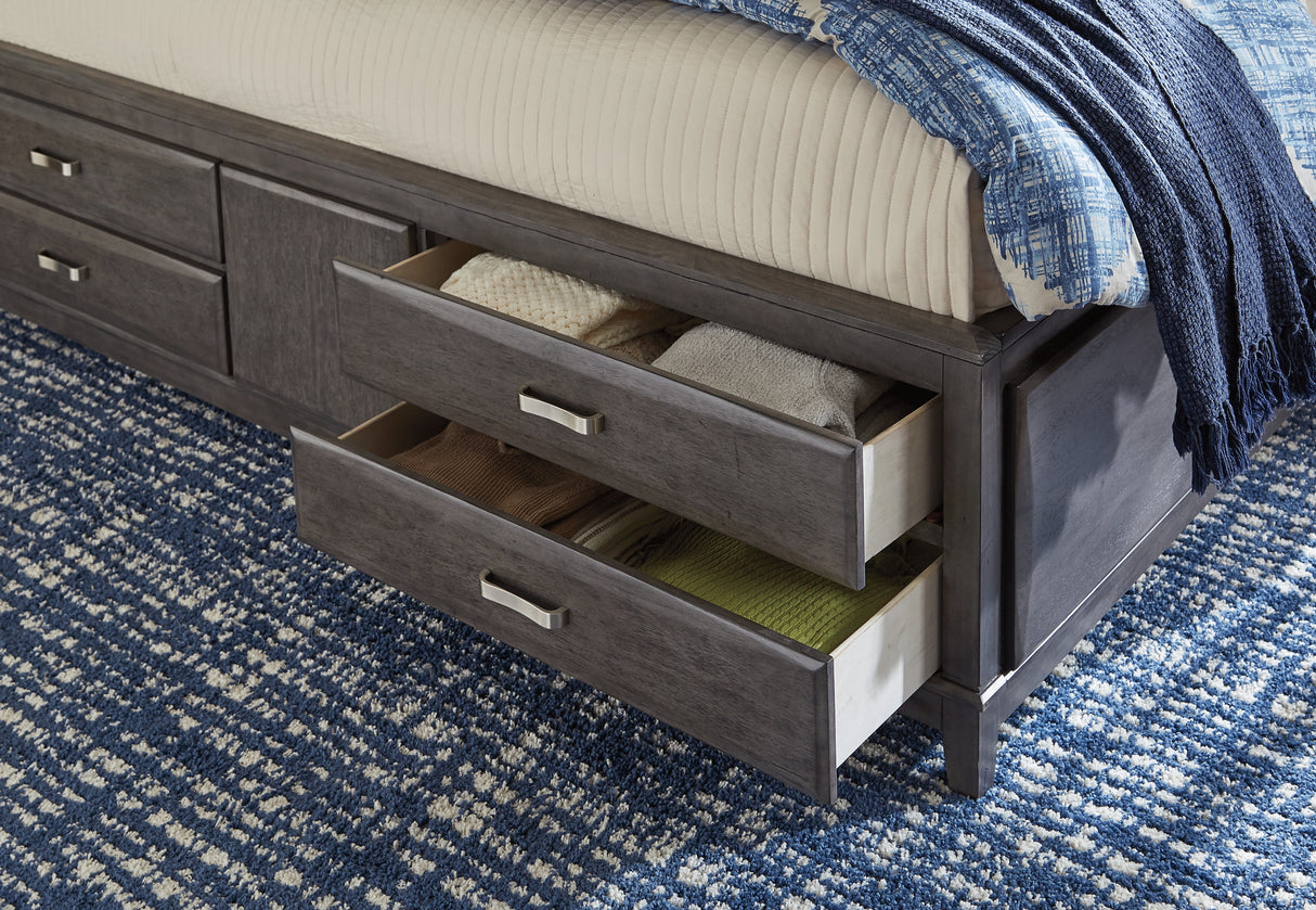 Caitbrook Gray King Storage Bed, Chest and 2 Nightstands from Ashley - Luna Furniture