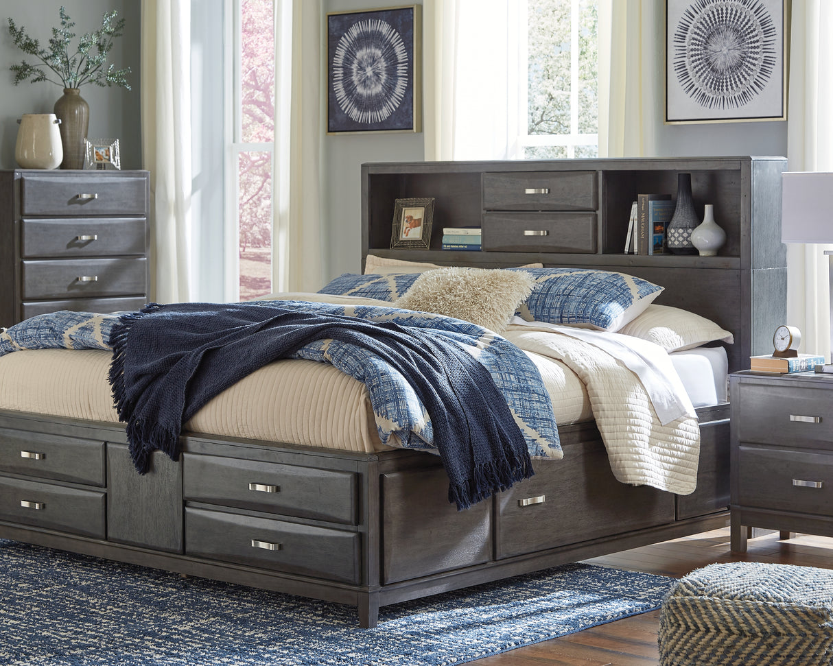 Caitbrook Gray King Storage Bed, Chest and 2 Nightstands from Ashley - Luna Furniture
