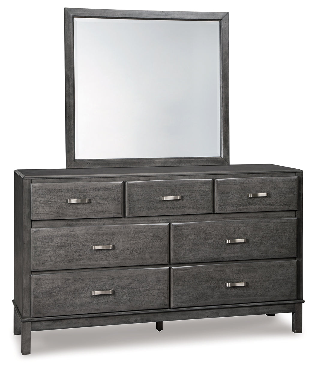 Caitbrook King Storage Bed with 8 Storage Drawers with Mirrored Dresser, Chest and 2 Nightstands in Gray from Ashley - Luna Furniture