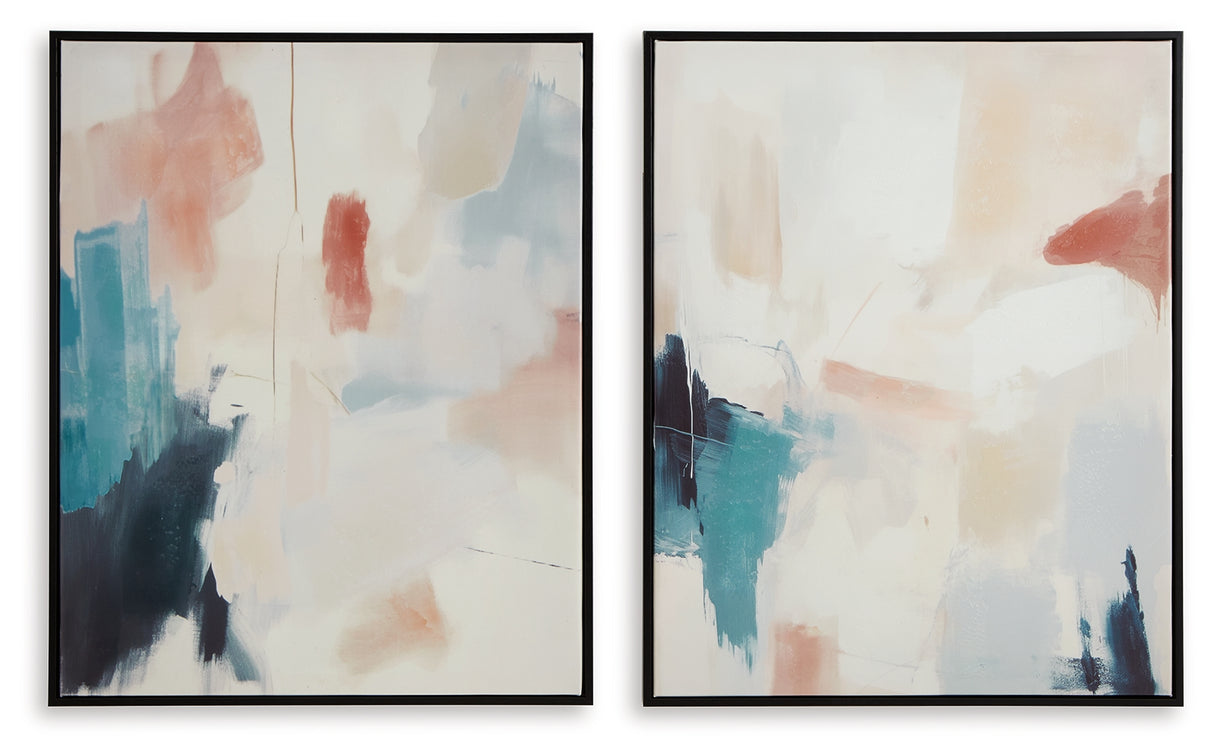 Caldish Blue/White/Pink Wall Art from Ashley - Luna Furniture