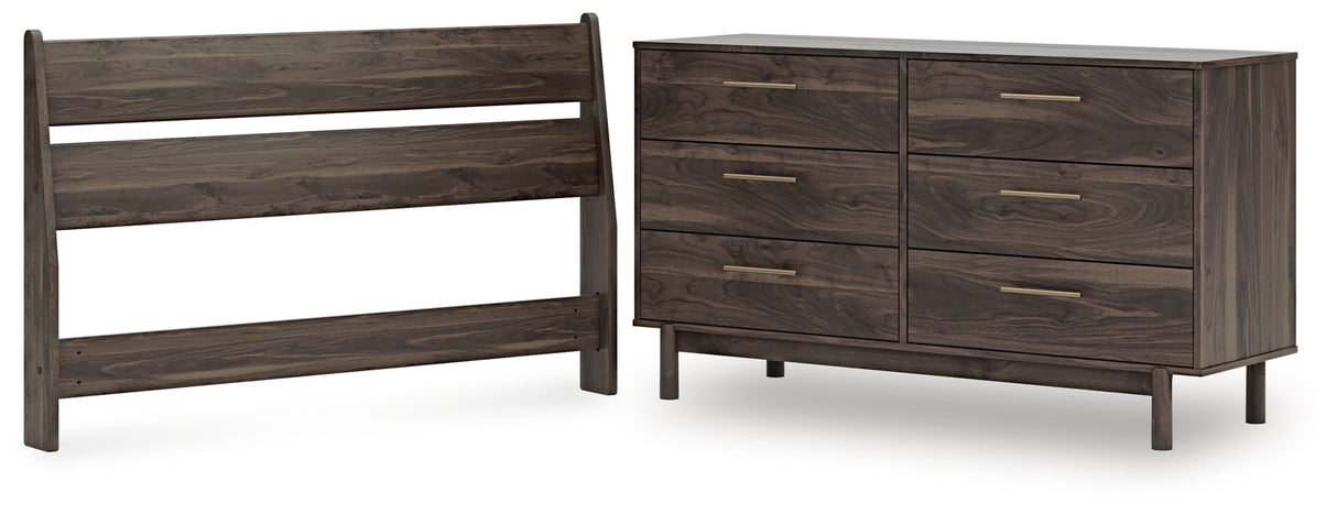 Calverson Mocha Full Panel Headboard with Dresser from Ashley Furniture - Luna Furniture