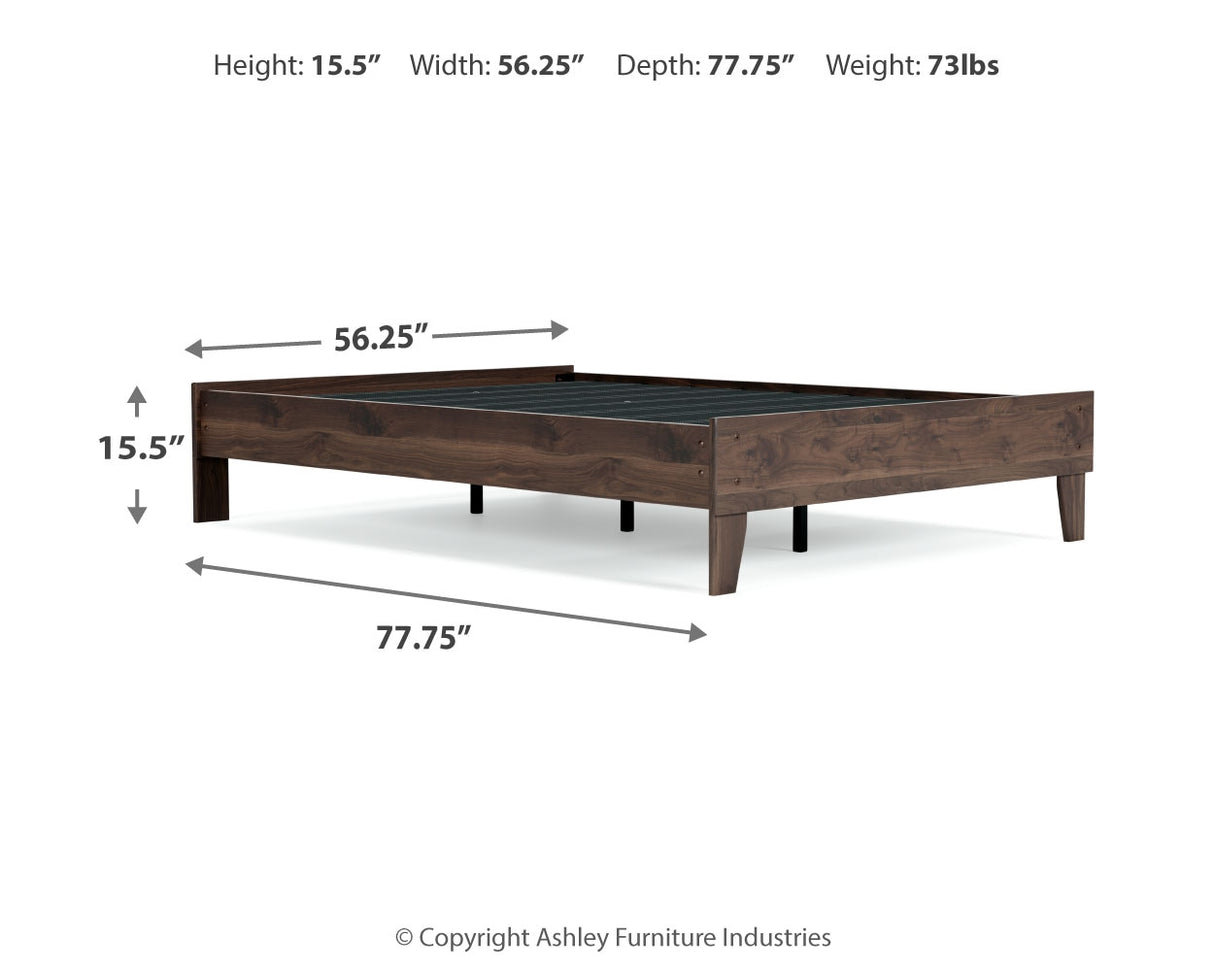 Calverson Mocha Full Platform Bed with Dresser and 2 Nightstands from Ashley Furniture - Luna Furniture